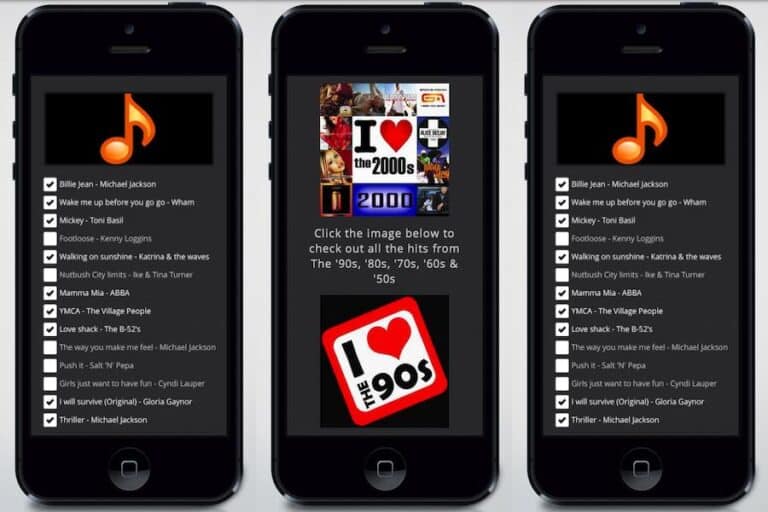 Mobile devices showing Armada Mobile Disco & DJ Services Music Request Pages