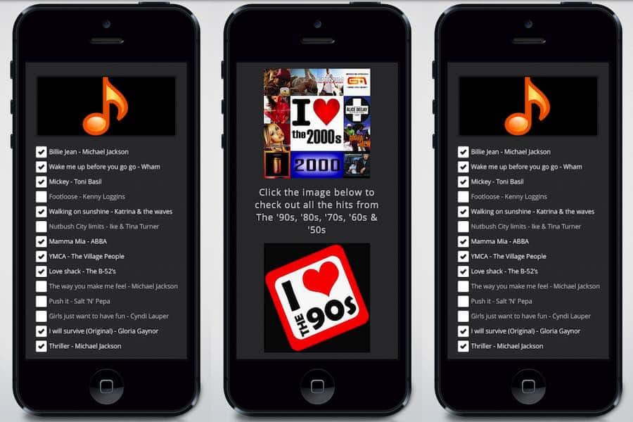 Mobile devices showing Armada Mobile Disco & DJ Services Music Request Pages
