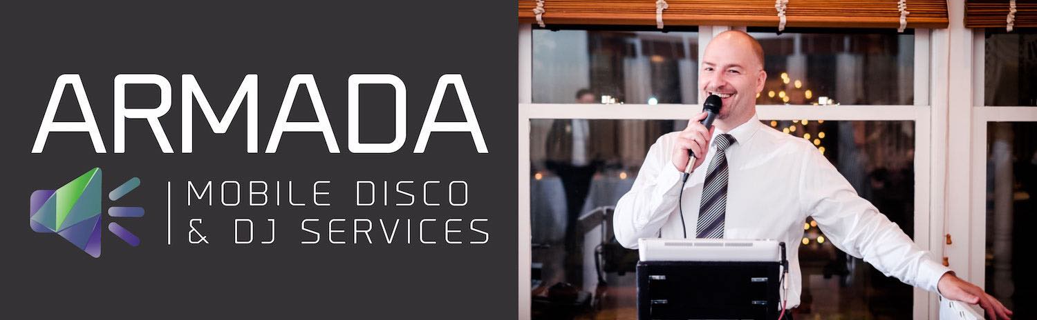 Armada Mobile Disco & DJ Services Logo and DJ MC Ian Wagner