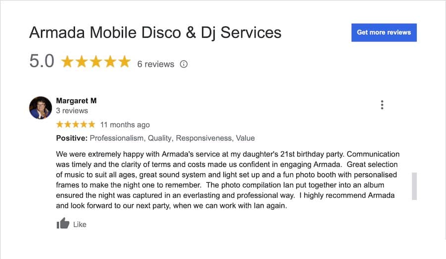 Armada DJ Services - Google 5 Star Review
