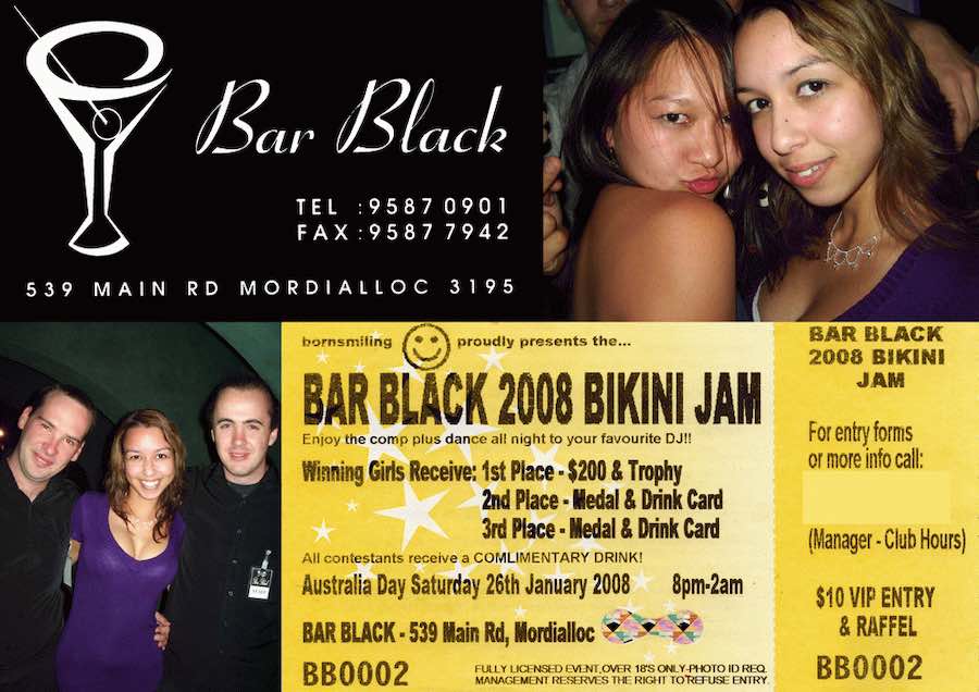 Bar Black 2008 Bikini Jam Flyer & Business Card