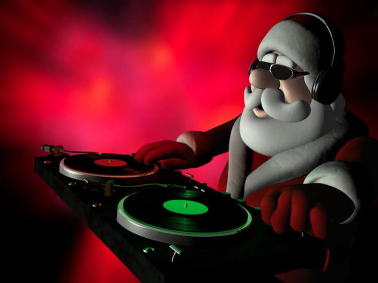 Melbourne Christmas Party DJ Santa Spinning Records