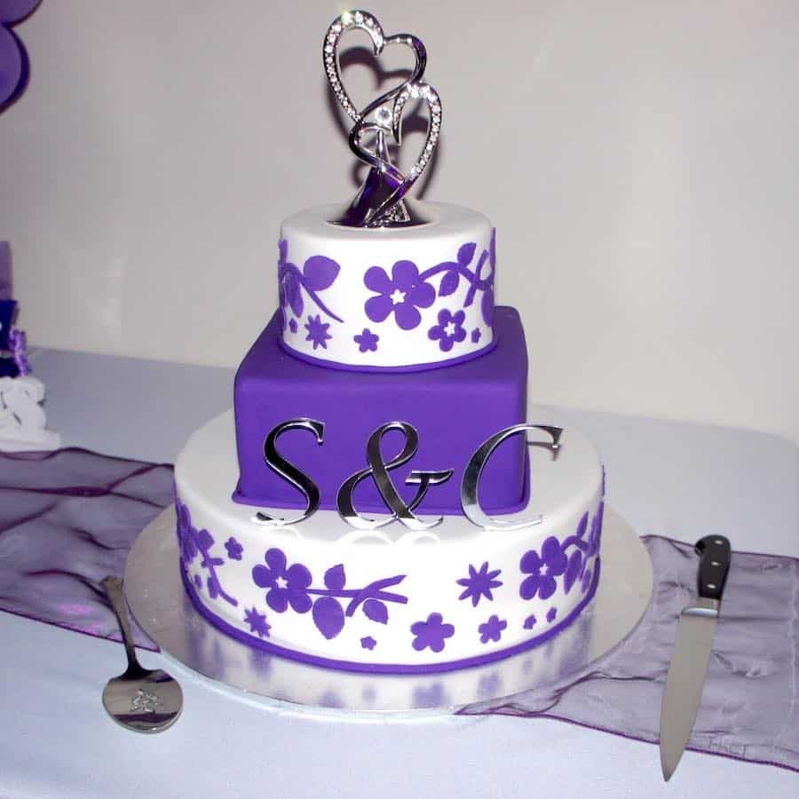Purple & White Wedding Cake